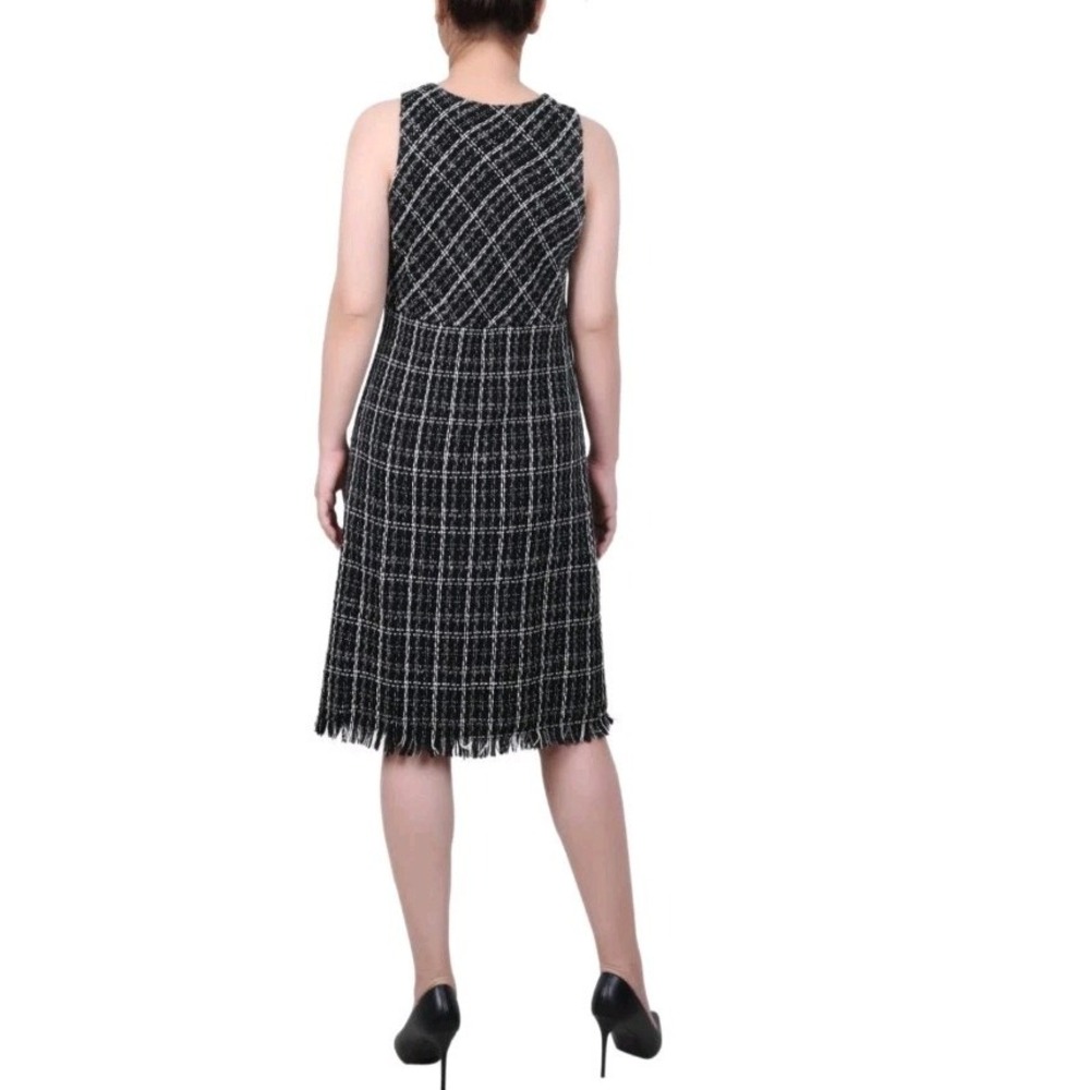 NY Collection Womens 2 Piece Tweed Dress Suit, In Black,White Medium - Picture 3 of 15